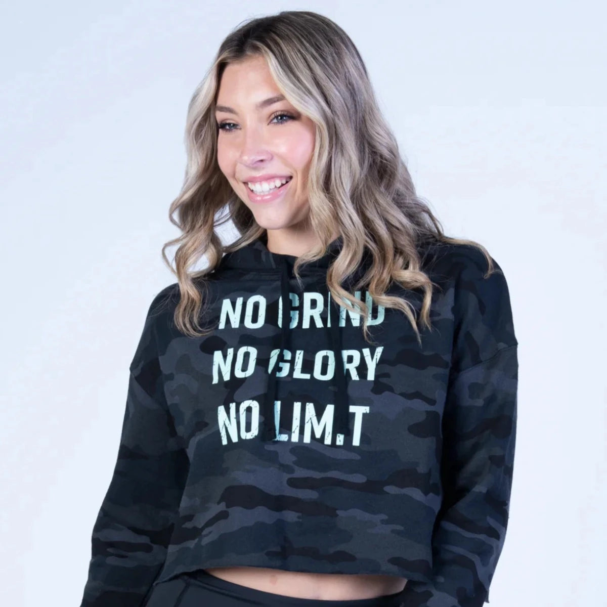 FLYGIRL All sizes Cropped Hoodie-Camo/mint